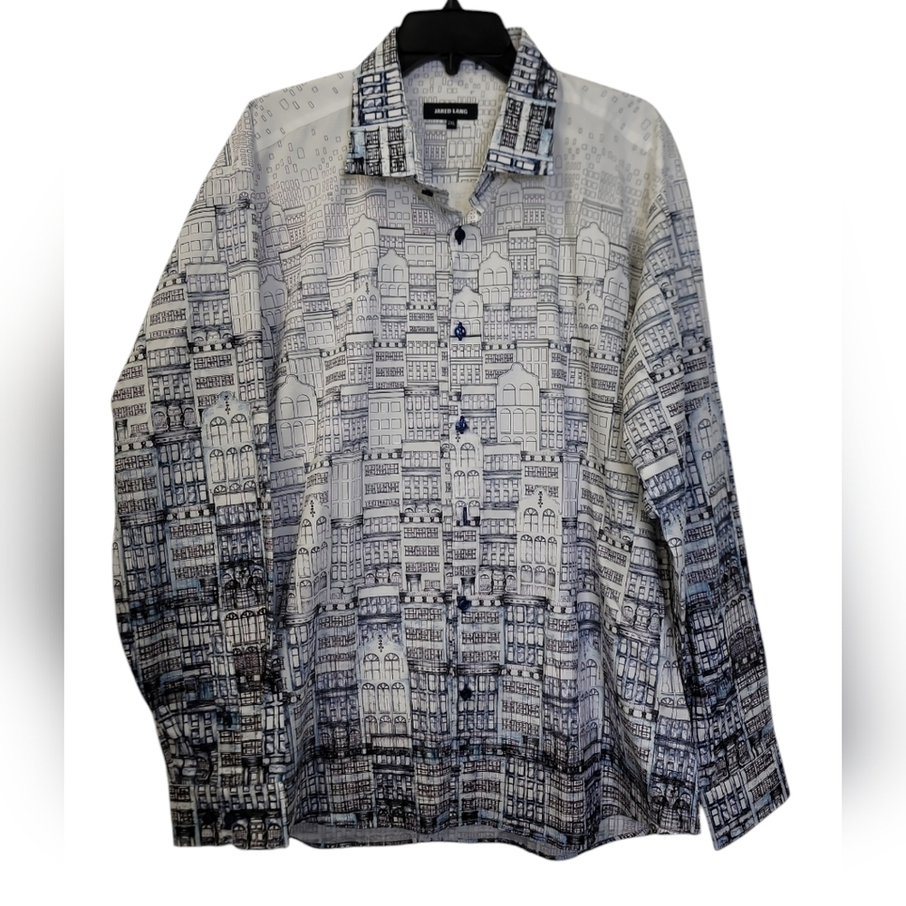 Jared Lang Building Print long sleeves button down shirt